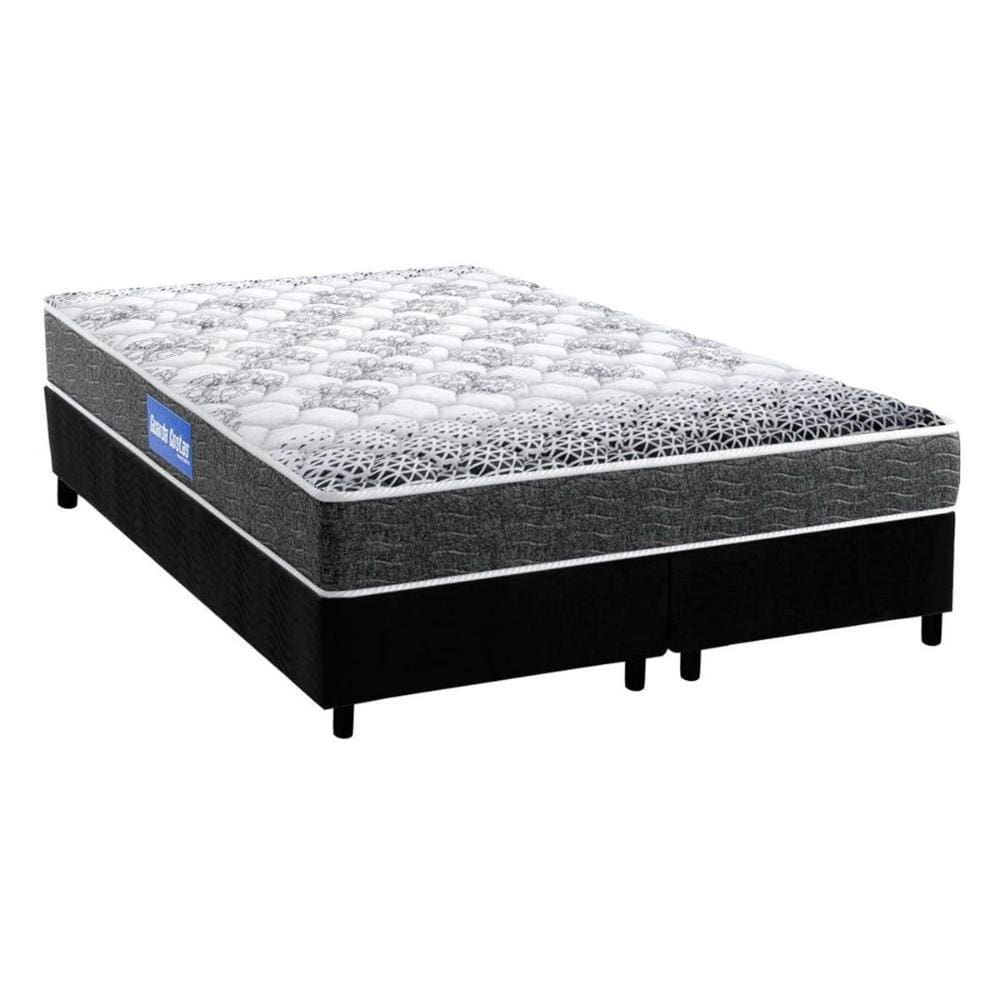 Cama Box Queen: Colchão Espuma Probel Guarda Costas Super Resistente + Base CRC Suede Black(158x198)