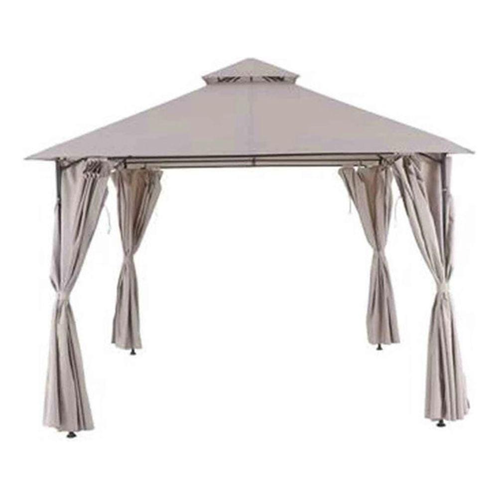 Gazebo De Aço Articulado Taupe 2,80x3x3m Com Cortinas