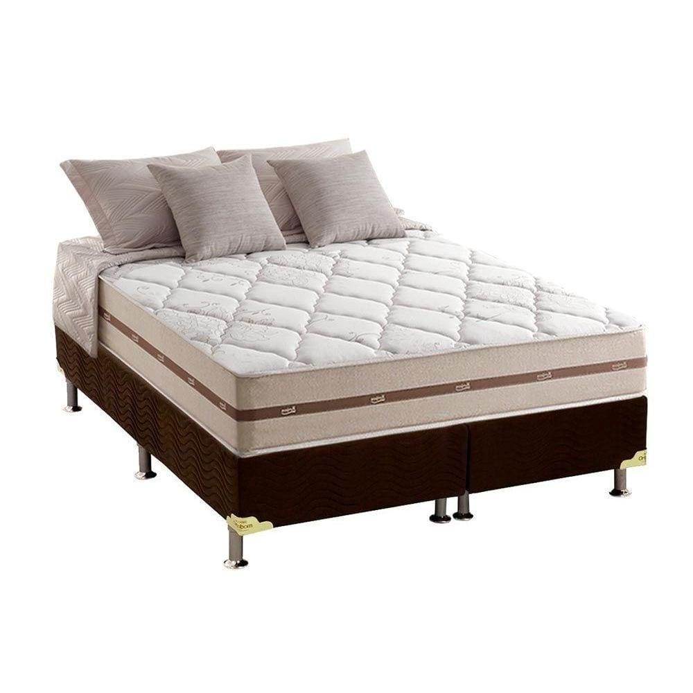 Cama Box Queen: Colchão Molas Ensacadas Anjos MasterPocket Classic + Base CRC Suede Brown(158x198)