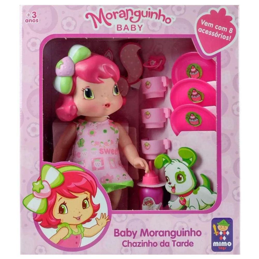 Boneca Baby Moranguinho Chazinho Da Tarde Brinquedo Infantil Articulado Com Acessórios