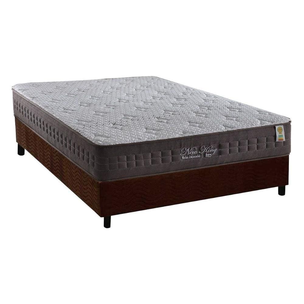 Cama Box Casal: Colchão Molas Ensacadas Anjos MasterPocket New King + Base CRC Suede Brown(138x188)