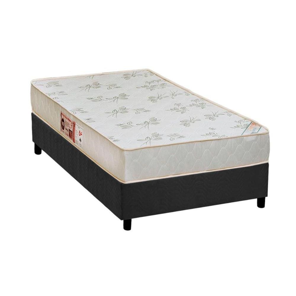 Cama Box Solteiro: Colchão Espuma Castor D33 Sleep Max Relax + Base CRC Suede Gray(88x188)