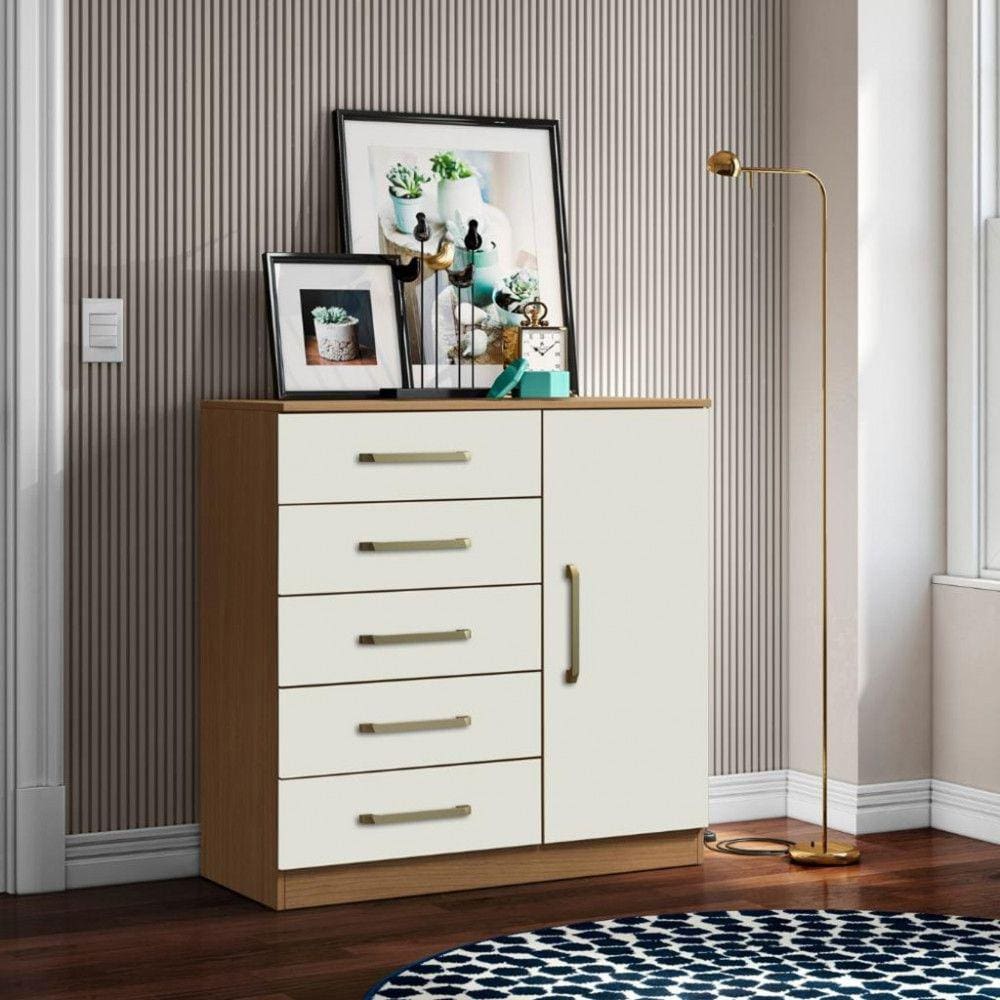 Cômoda 5 Gavetas 1 Porta Milão Aramóveis