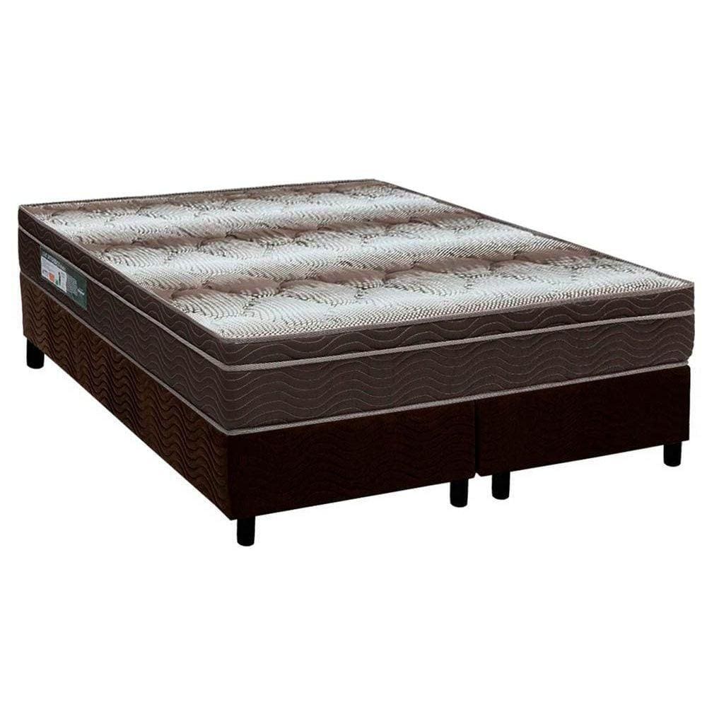 Cama Box Queen: Colchão Ortopédico Ortobom Light Ortopillow + Base CRC Suede Brown(158x198)