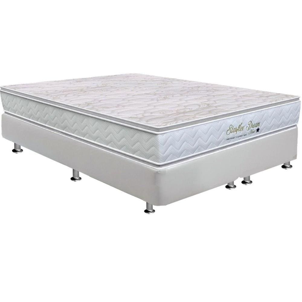 Cama Box Queen: Colchão Molas Ensacadas Orthoflex MasterPocket Starflex Dream New + Base CRC Courano White(158x198)