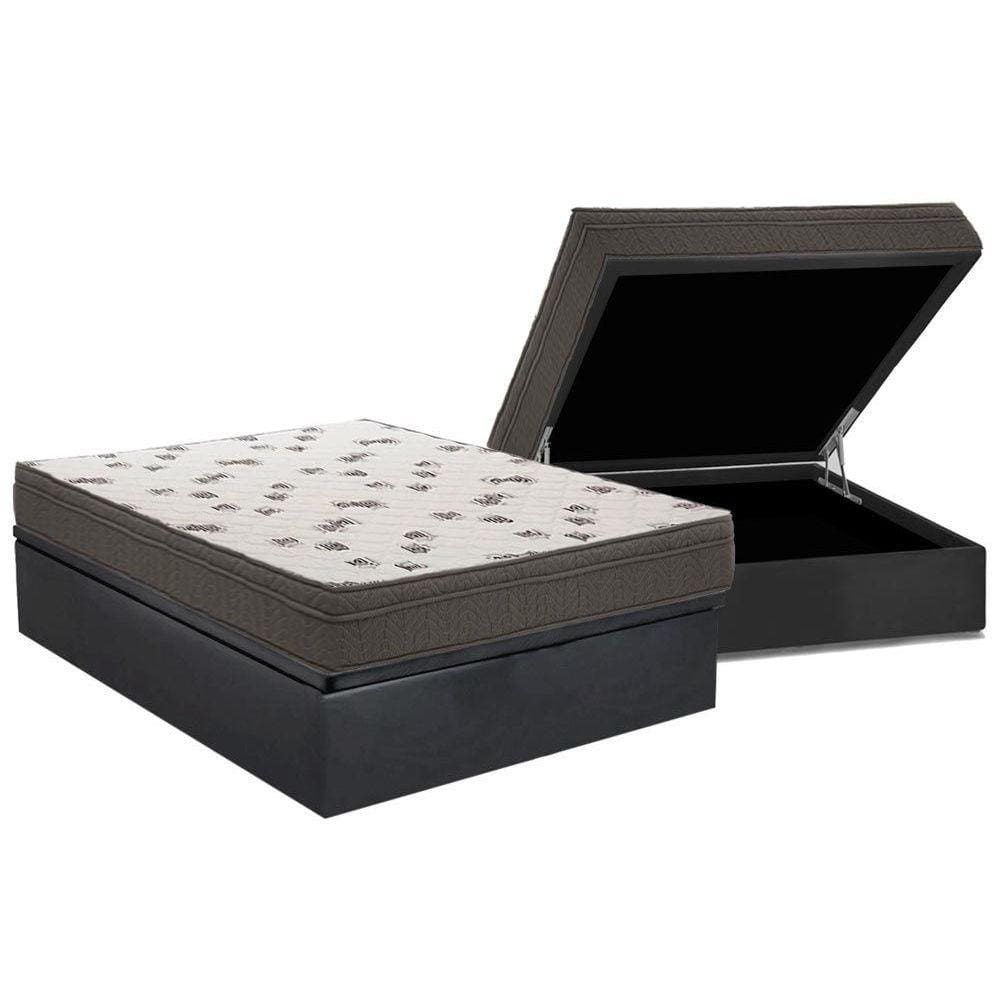 Cama Box Baú Casal: Colchão Espuma Ortobom D45 Light + Base CRC Suede Gray(138x188)