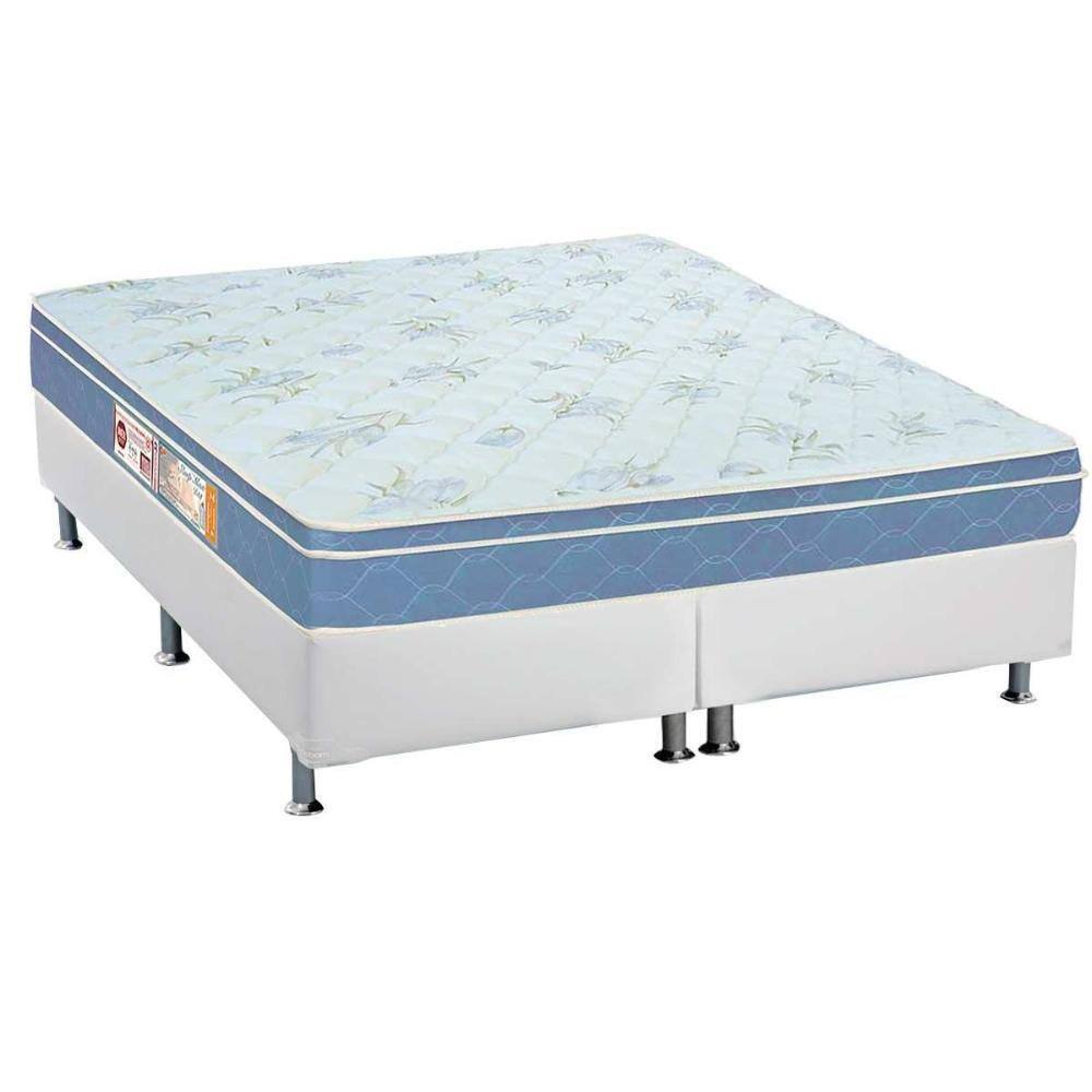 Cama Box King: Colchão Espuma D45 Castor Sleep Max + Base CRC Courano White(193x203)