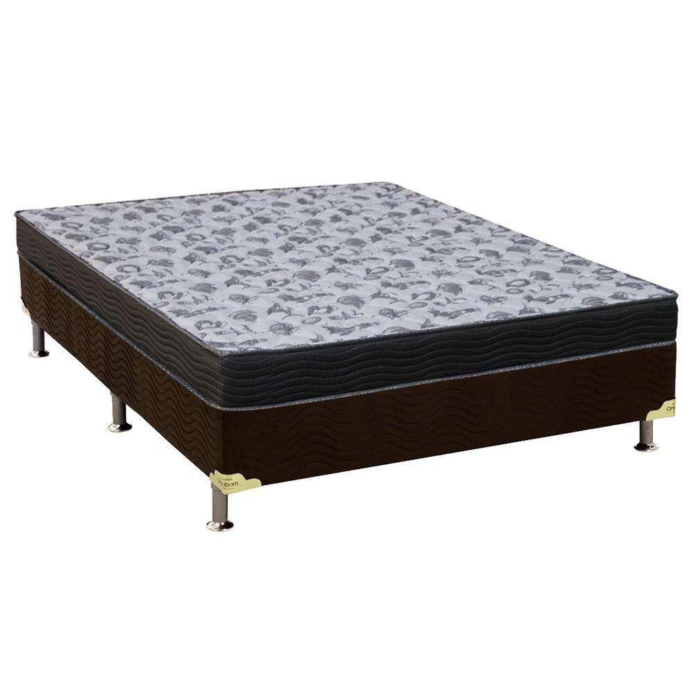 Cama Box Viúva: Colchão Anatômico Ortobom D33/EP Fort Tech ISO 100 + Base CRC Suede Brown(128x188)
