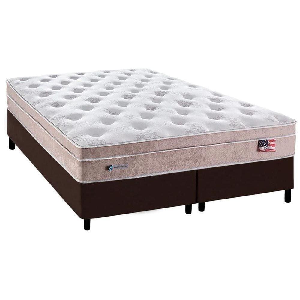 Cama Box Queen: Colchão Molas Ensacadas Plumatex MasterPocket Miami + Base CRC Courano Brown(158x198)