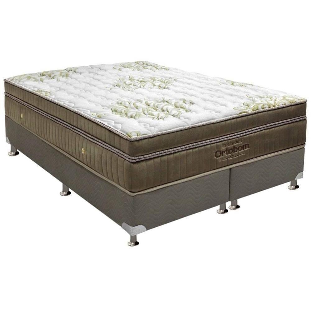 Cama Box Queen: Colchão Molas Ensacadas Ortobom SuperPocket Gold Ultragel + Base CRC Suede Gray(158x198)
