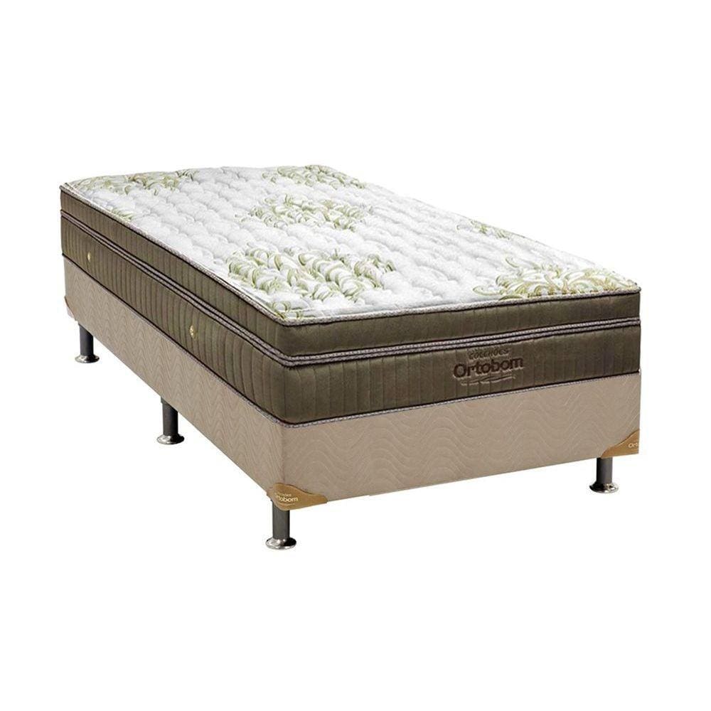 Cama Box Solteiro: Colchão Molas Ensacadas Ortobom SuperPocket Gold Ultragel + Base CRC Suede Clean(88x188)