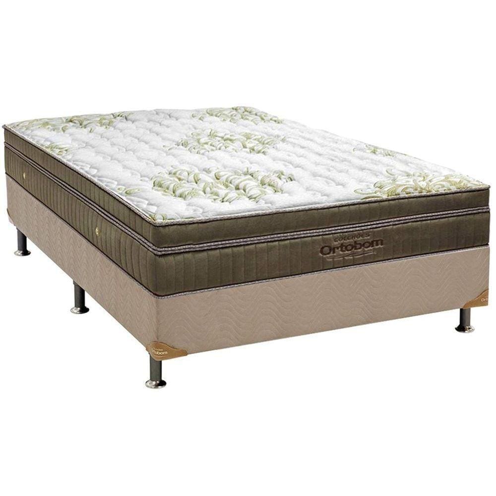 Cama Box Casal: Colchão Molas Ensacadas Ortobom SuperPocket Gold Ultragel + Base CRC Suede Clean(138x188)