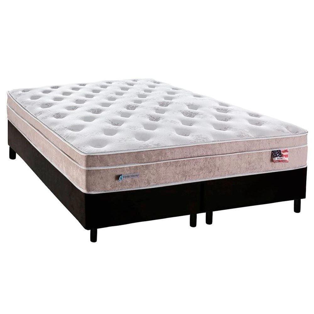 Cama Box King: Colchão Molas MasterPocket Ensacadas Plumatex Miami + Base CRC Courano Black(193x203)