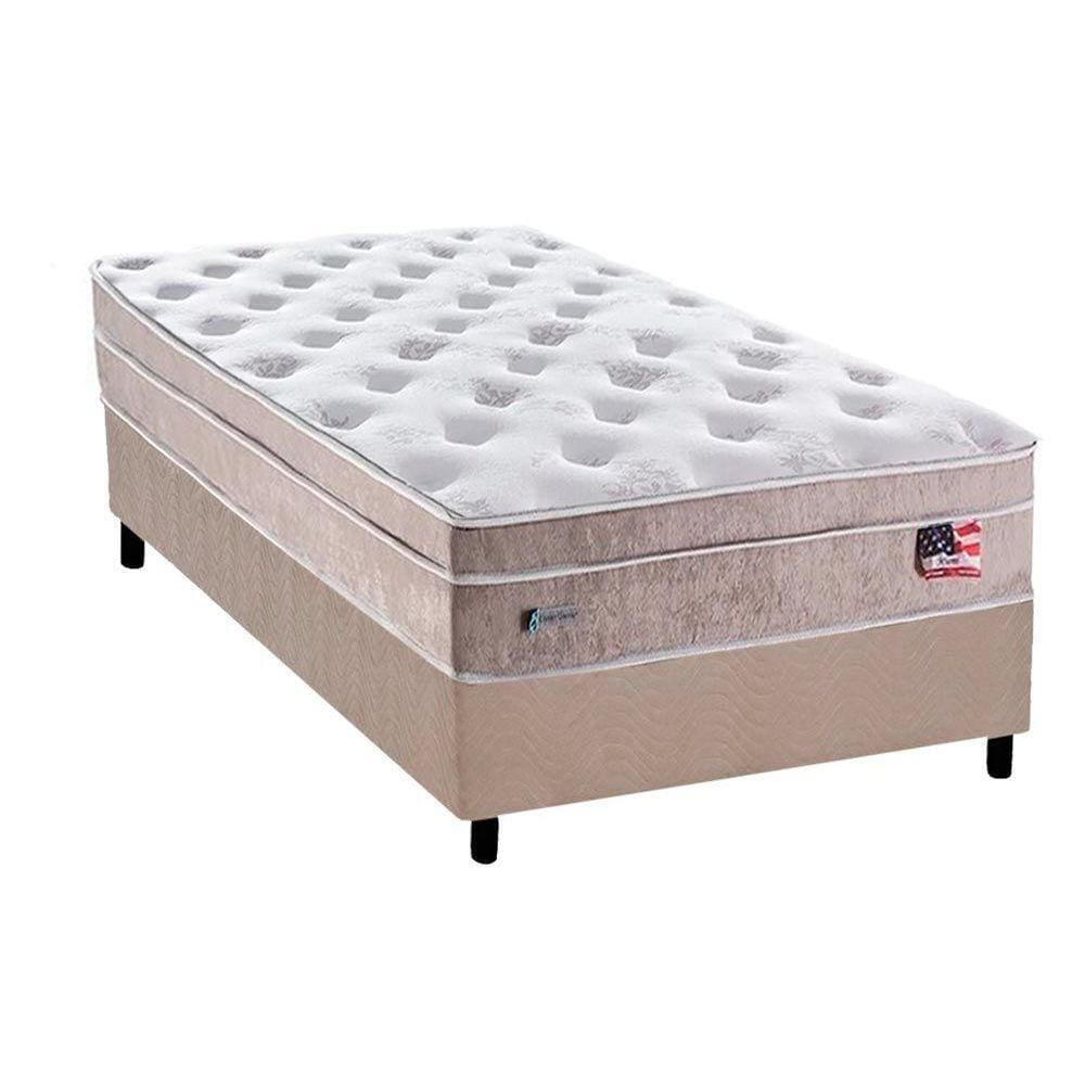 Cama Box Solteiro: Colchão Molas MasterPocket Ensacadas Sealy Miami + Base CRC Suede Clean(88x188)