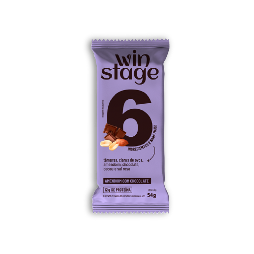 Kit 6X: Barra de Proteína Amendoim C/ Chocolate WinStage 54g