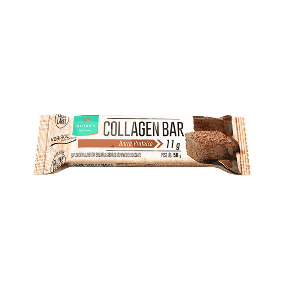 Kit 3X: Barra de Proteína Collagen Bar Brownie de Chocolate Nutrify 50g