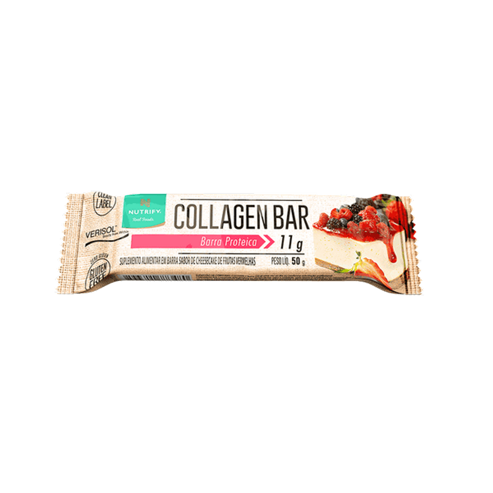 Kit 2X: Barra de Proteína Collagen Bar Cheesecake de Frutas Vermelhas Nutrify 50g