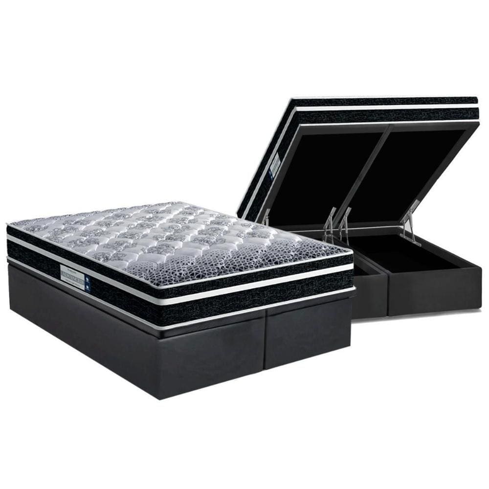 Cama Box Baú Queen: Colchão Ortopédico Probel D33/EP ProDormir Advanced Tech1500 Plus + Base CRC Suede Gray(158x198)