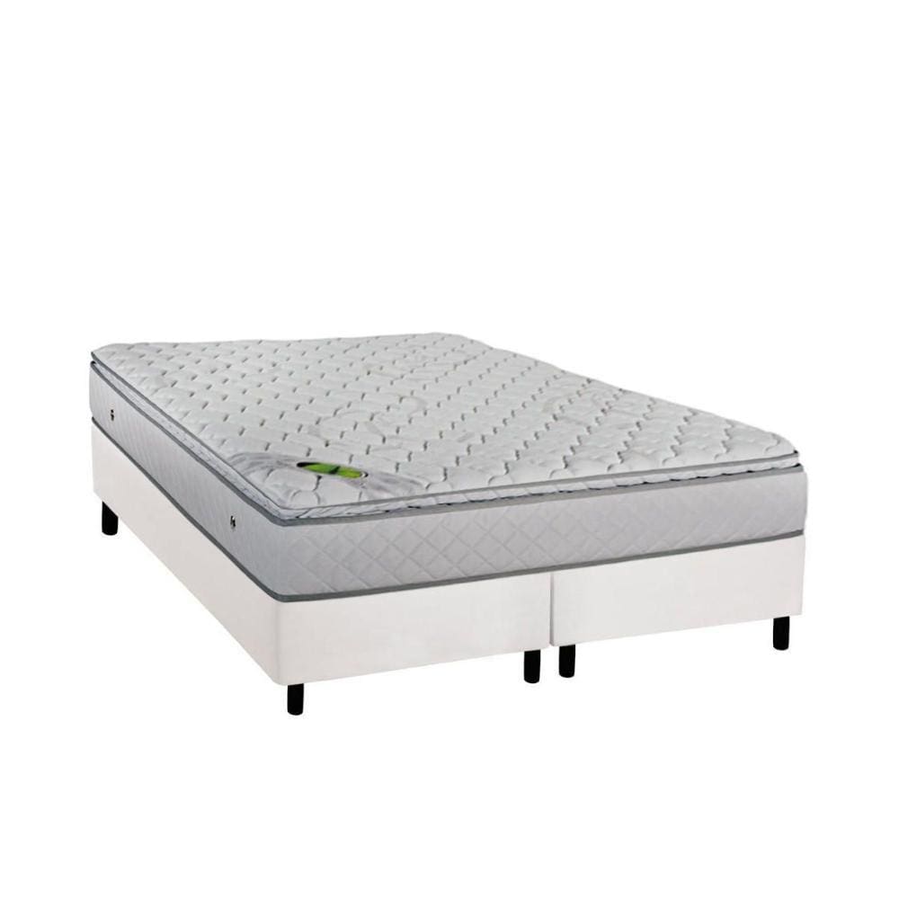 Cama Box Queen: Colchão Molas Ensacadas Luckspuma MasterPocket Luck Spring + Base CRC Courano White(158x198)