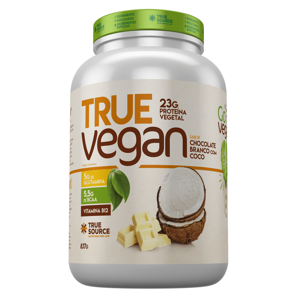Kit 2X: Proteína True Vegan Chocolate Branco com Coco True Source 837g