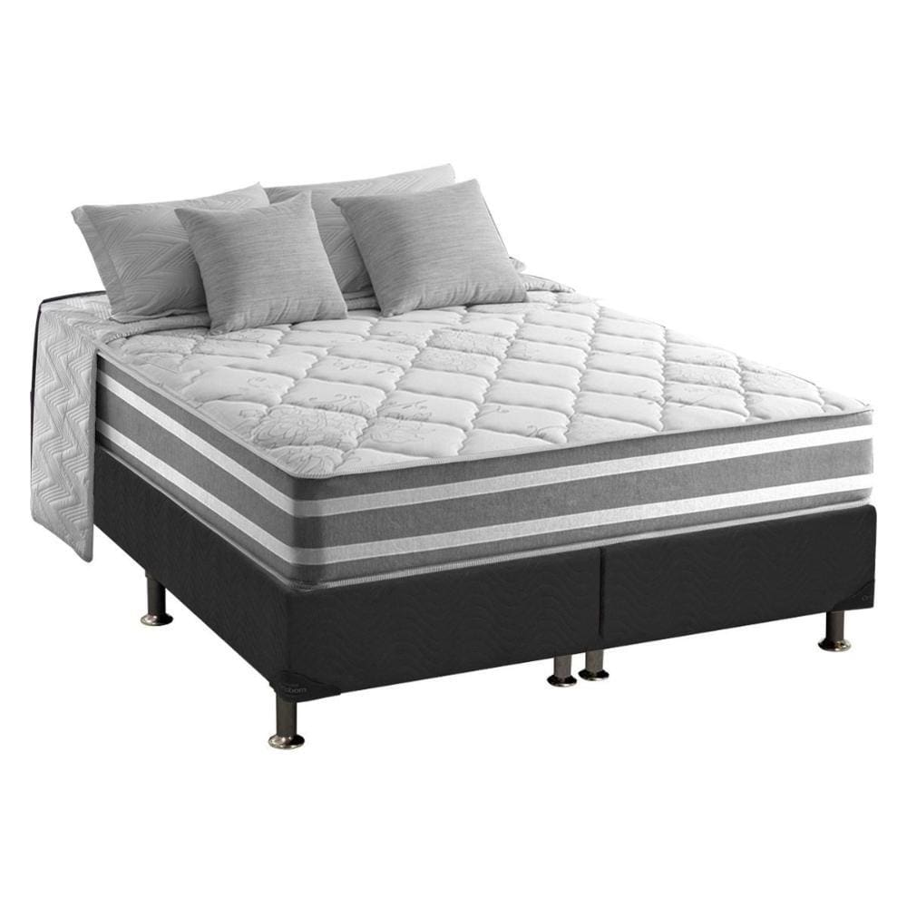 Cama Box Queen: Colchão Molas Ensacadas Anjos MasterPocket Duo Sono+ Base CRC Suede Gray(158x198)