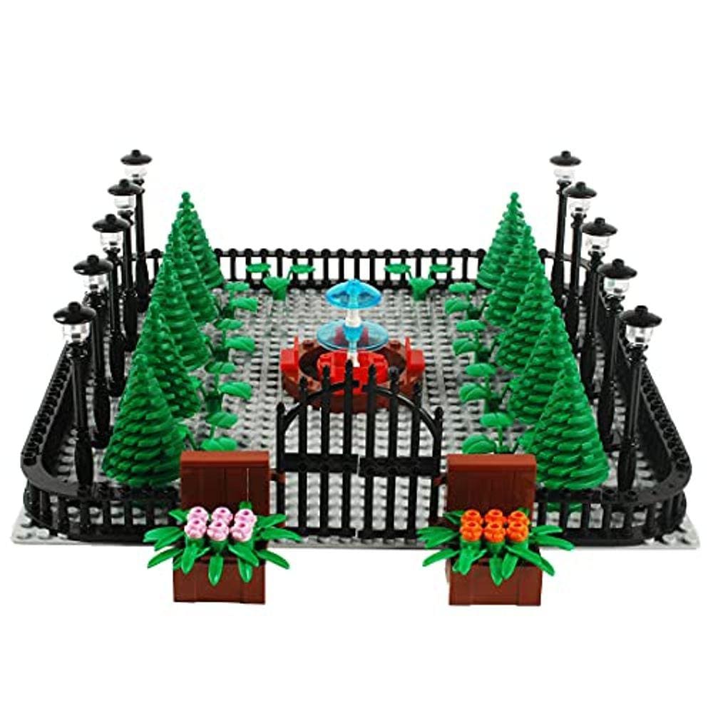 BAENRCY 110pcs Park Building Blocks Fountain Sencery Acessórios Street Set Building Bricks Kit DIY Building Set Compatível com todas as principais mar