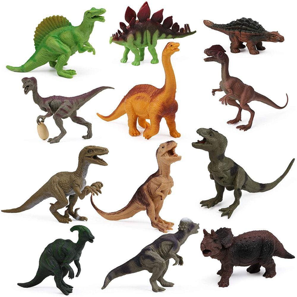 12pcs Figuras de Dinossauro para Meninos Dinossauros Realistas Brinquedos Animais Estatuetas de Animais para Crianças Dinossauro Pack Cake Toppers Dec