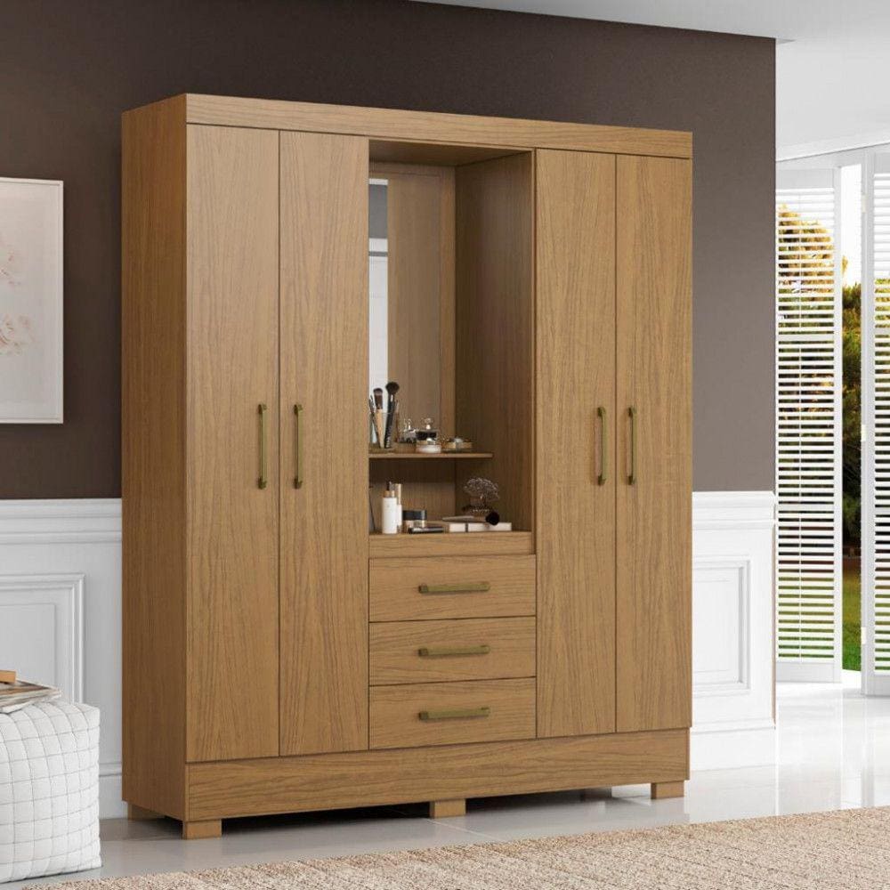 Guarda Roupa Casal 4 Portas 3 Gavetas Paris Aramóveis