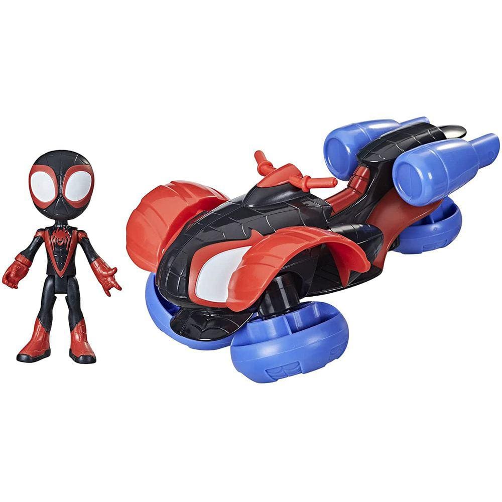 Marvel Spidey and His Amazing Friends Change `N Go Techno-Racer and 4-Inch Miles Morales: Spider-Man Action Figure, 2 in 1 Vehicle, for Kids Ages 3 an