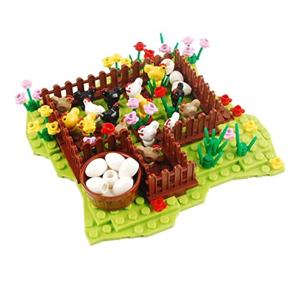 BAENRCY Farm Building Blocks Park Sencery Acessórios Plant Set Building Bricks Kit DIY Building Set Compatível com todas as principais marcas (galinhe