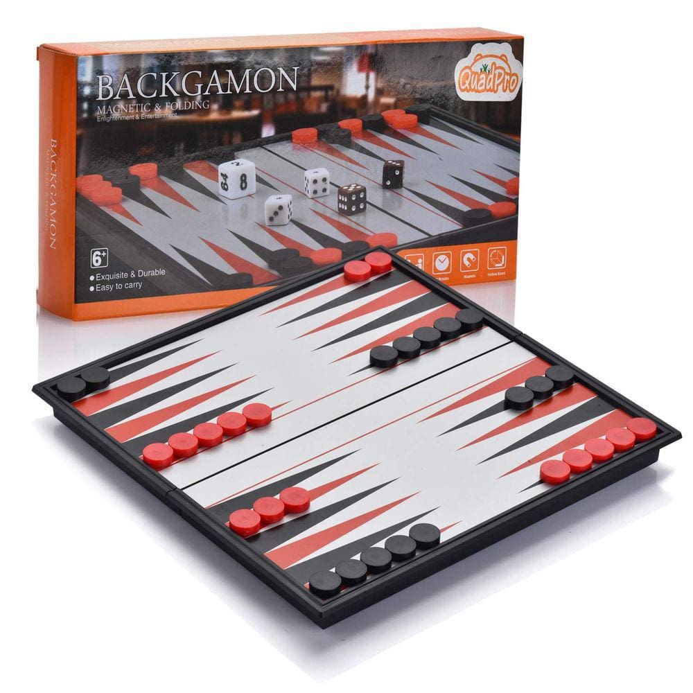 Conjunto de jogos de tabuleiro de gamão QuadPro Magnetic Folding Board