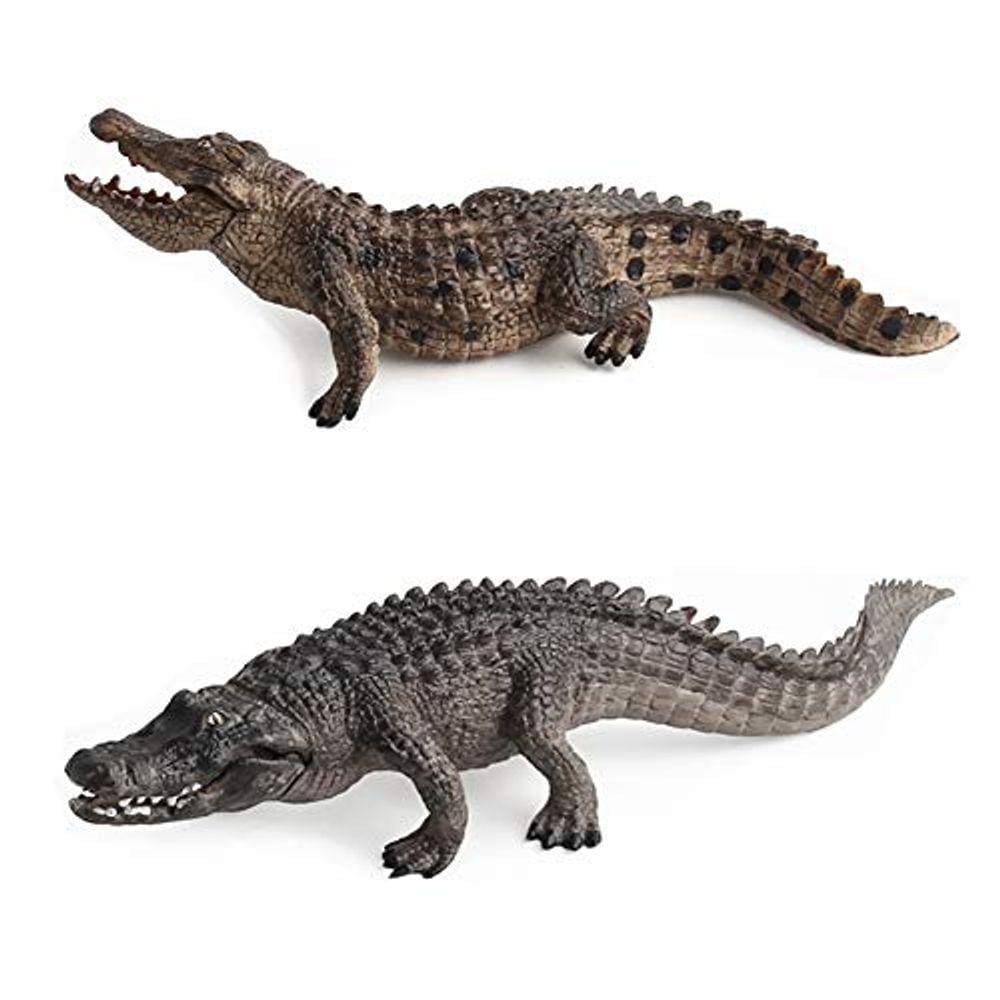 2 Pcs Simulados Crocodilos Modelo Figura Brinquedo, Estatuetas de Jacaré Realista Coleção Playset Science Adereços Educacionais