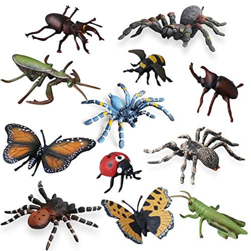 12 PCS Figuras animais selvagens modelo insect spider playset party favorece suprimentos toppers bolo definir brinquedos para 5 6 7 8 anos meninas men