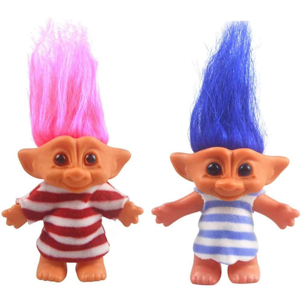 2packs Vintage Troll Dolls Set,Lucky Doll Chromatic Lovely for Collections, School Project, Arts and Crafts, Party Favors - 7.5” Tall (Include Th