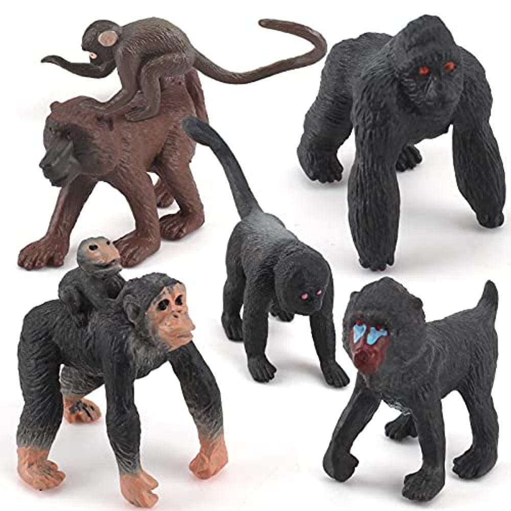 Wild Life Jungle Animal Modelo Playsets 6 PCS Mini Monkey Figurines Gorilla Mandrill Babuínos Macacos Macacos De Ação Figura Brinquedo para Crianças C