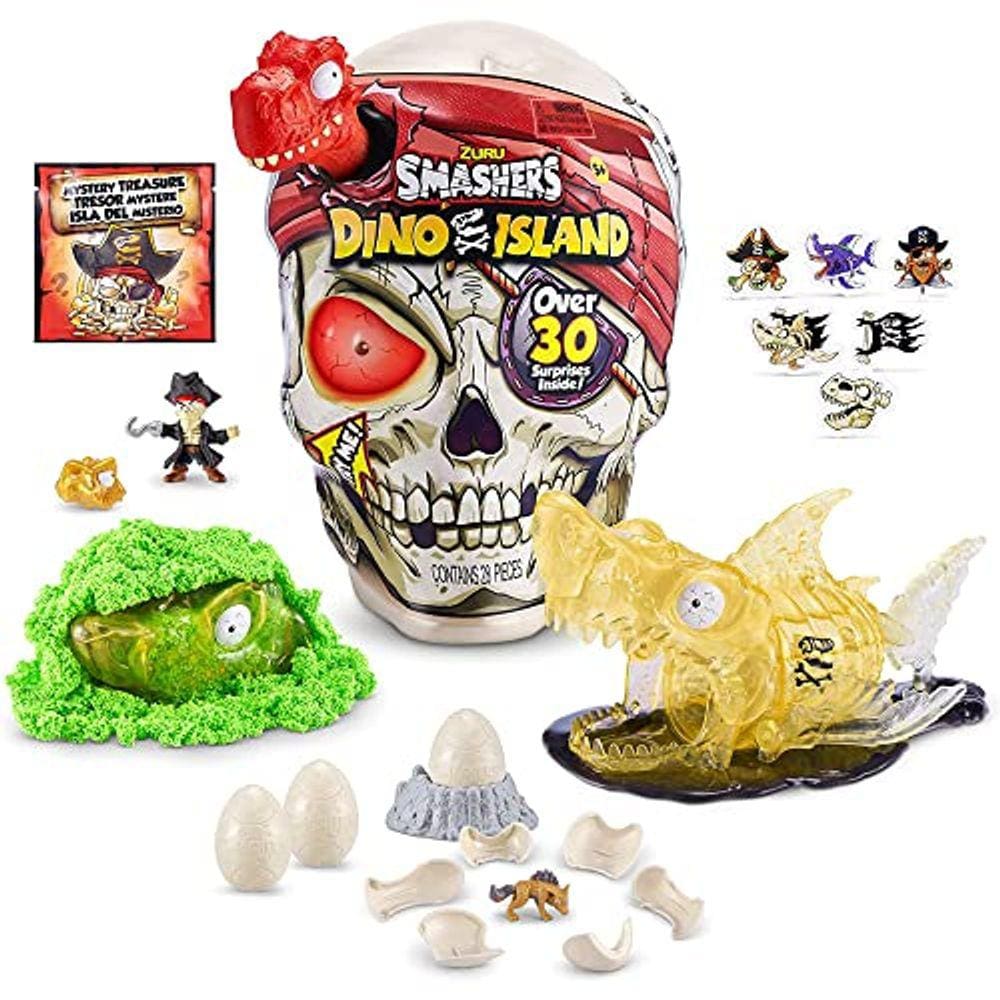 Smashers Dino Island Giant Skull (Tubarão Megalodon) por ZURU com Mais de 30 Surpresas, Mini Ovos e Estatuetas, Brinquedo de Descoberta Pré-Histórica,