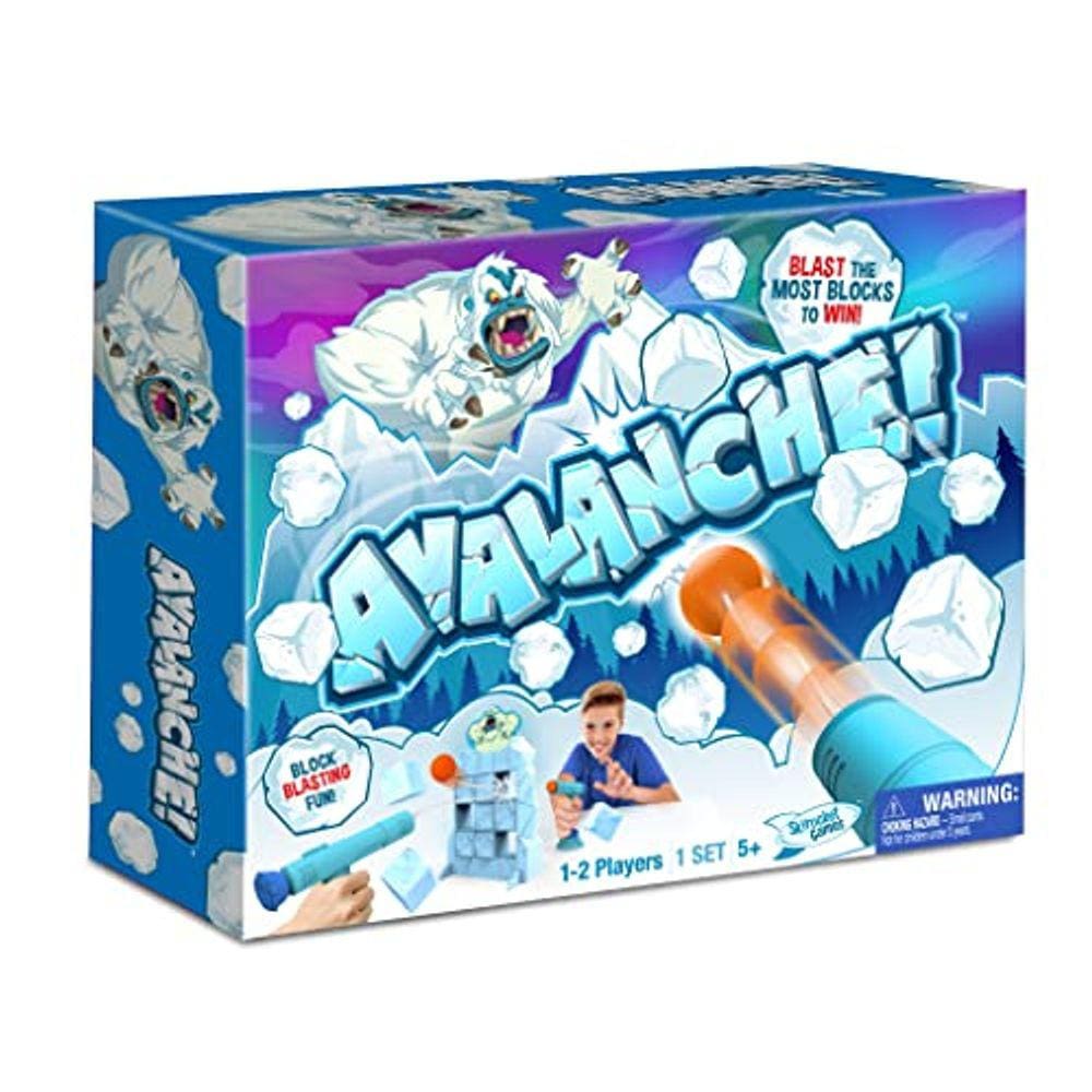 Skyrocket Games Avalanche Family Board Game Toy para meninas e meninos, cabeça a cabeça Cannonball Shooting Blaster Game para 1 - 2 jogadores, idades