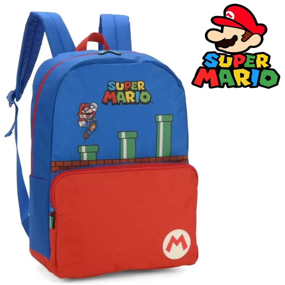 Mochila Infantil Escolar de Costas Super Mário Bros Infantil