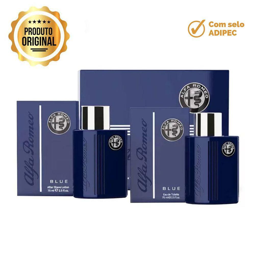 Kit Perfume Blue Alfa Romeo EDT Masculino 75ml + Loção Pós Barba 75ml