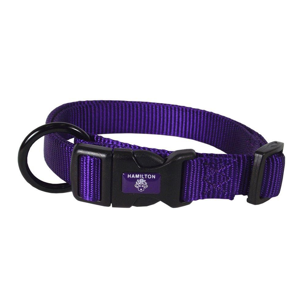 Coleira para cães Hamilton ajustável de nylon roxa 46-66cm