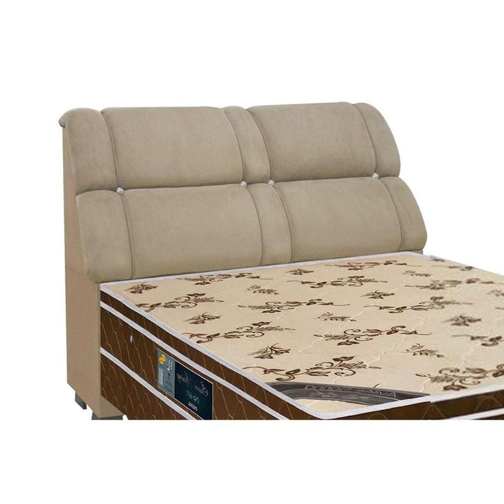 Cabeceira Cama Box Estofada Queen Queen Imperador Suede Marrom Taupe - Simbal