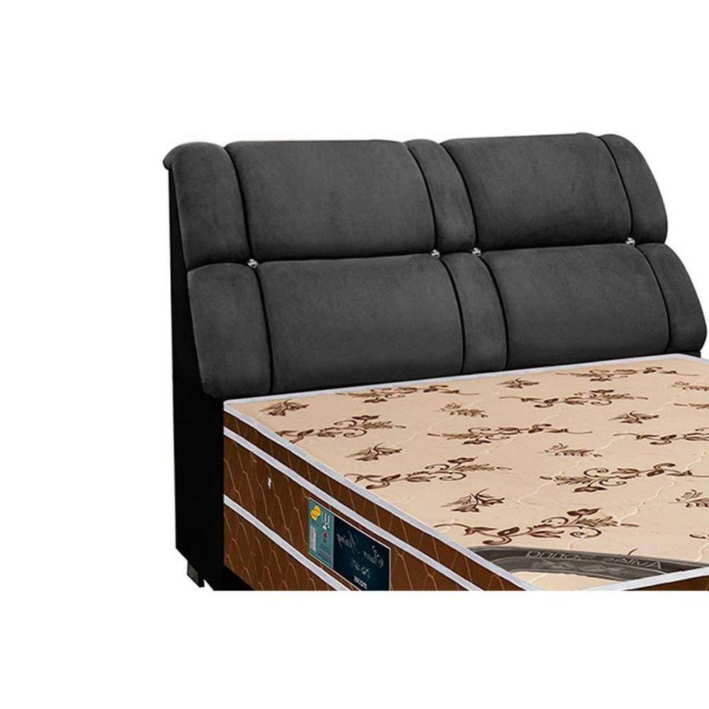 Cabeceira Cama Box Estofada Queen Queen Imperador Suede Cinza/Preto - Simbal