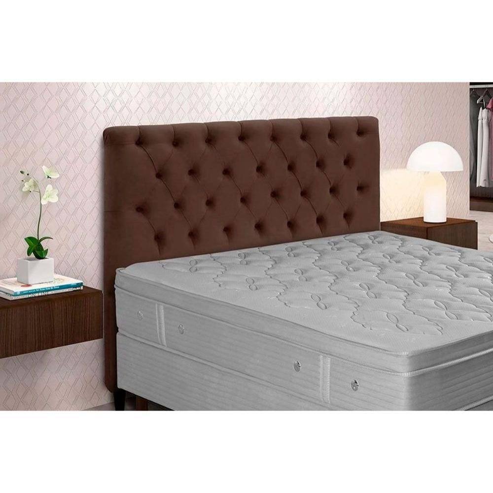 Cabeceira Cama Box Estofada Queen Queen Embaixatriz Plus Suede Marrom Chocolate - Simbal