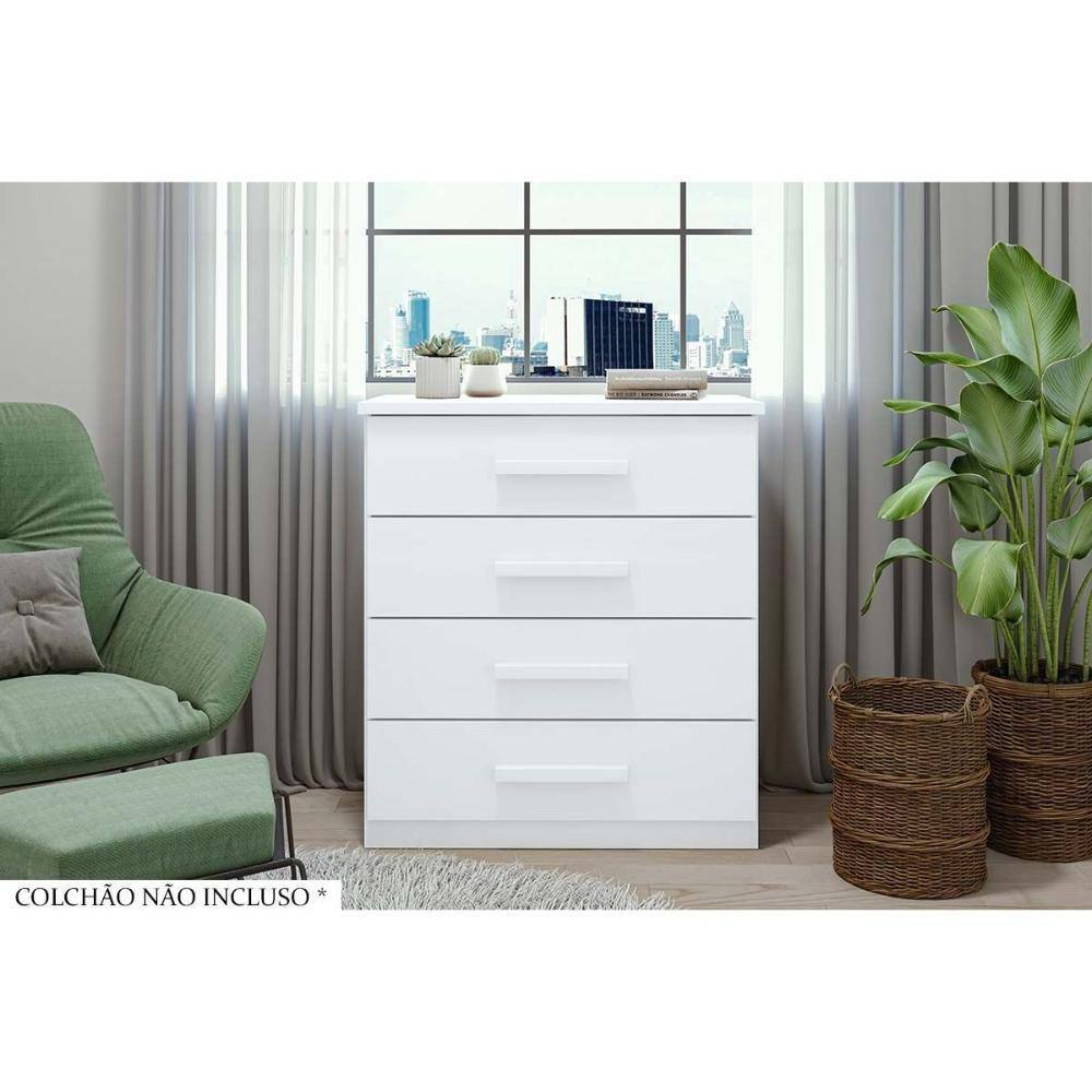 Cômoda de Quarto Baião c/ 4 Gav Branco - Lopas