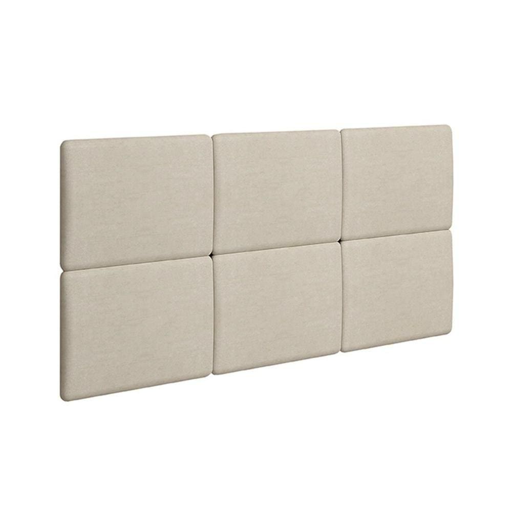 Painel de Cama Box Estofada Casal/Queen Lucca (6 Unidades) Capuccino/Veludo Creme - Rufato
