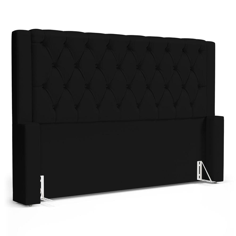Cabeceira Cama Box Casal Padrão Atena 160cm Capitonê com Frame Sintético Preto - Desk Design