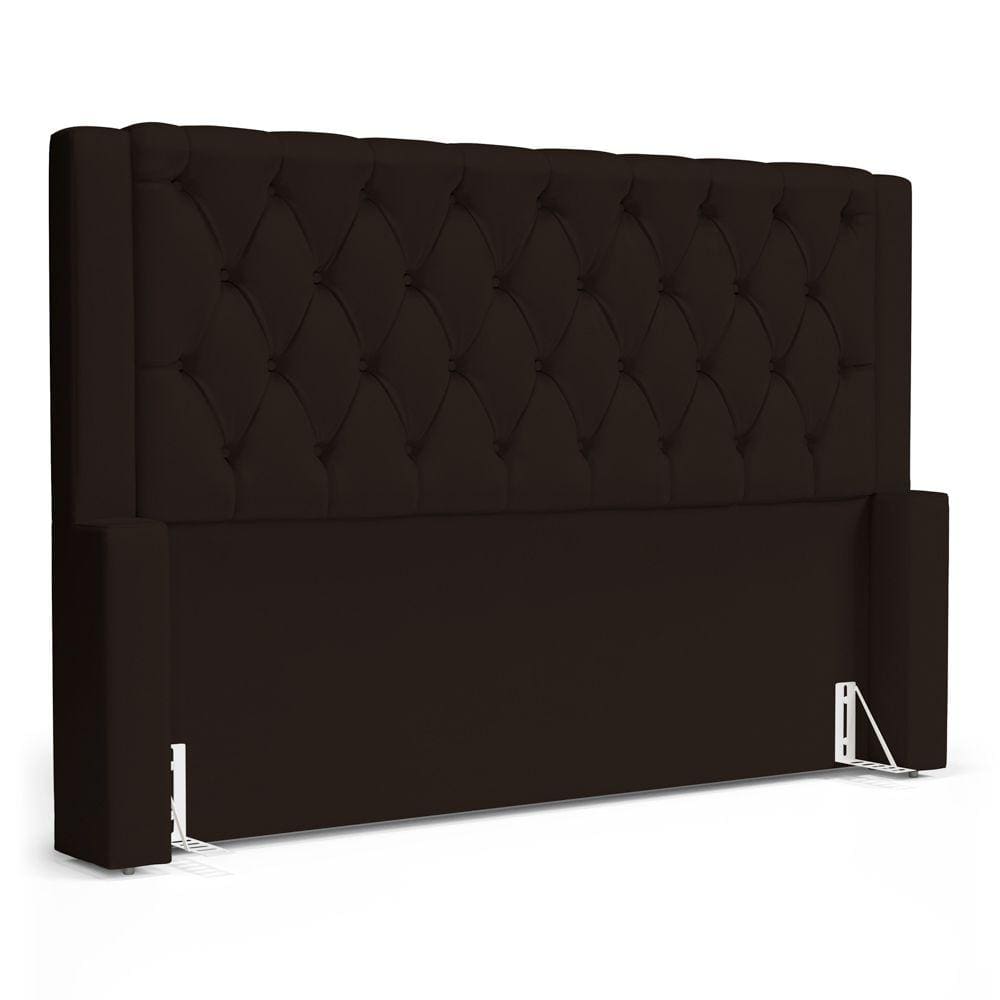Cabeceira Cama Box Casal Padrão Atena 160cm Capitonê com Frame Suede Marrom - Desk Design