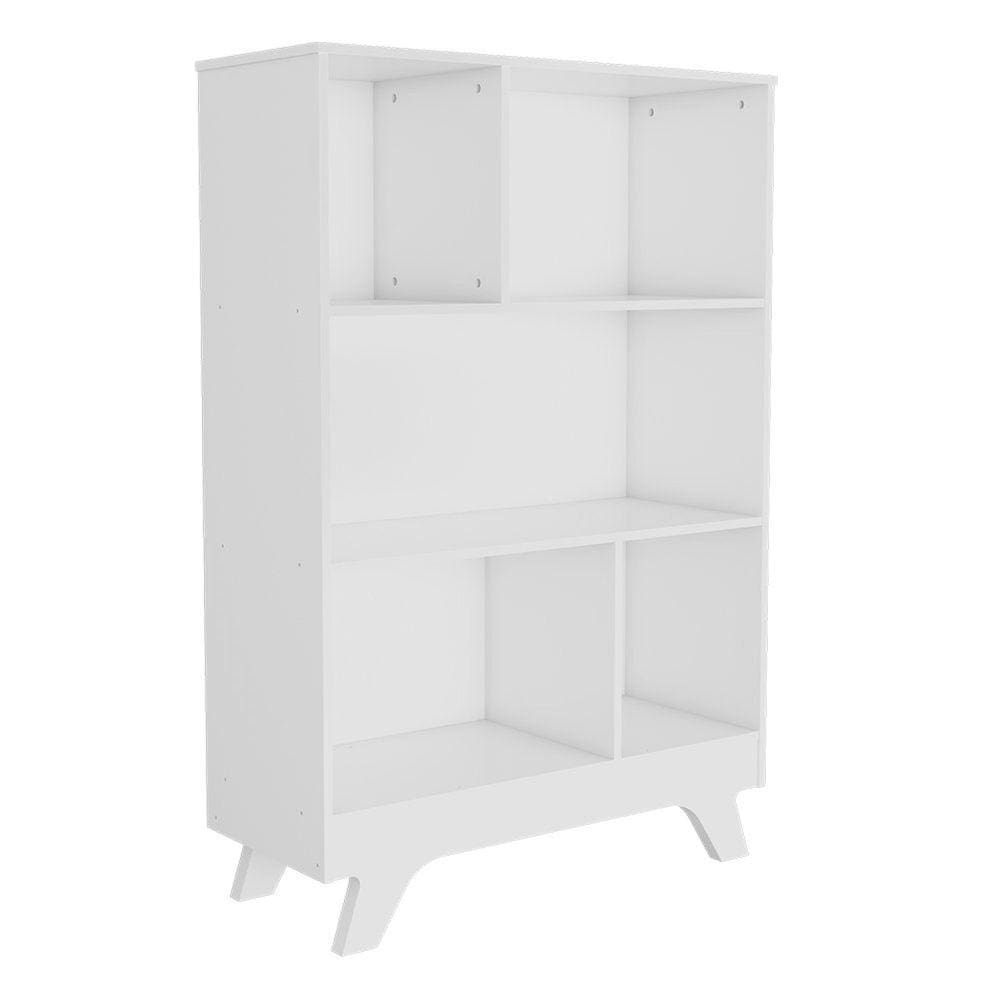 Estante Retro em MDF 5 Nichos Móveis Peroba Branco