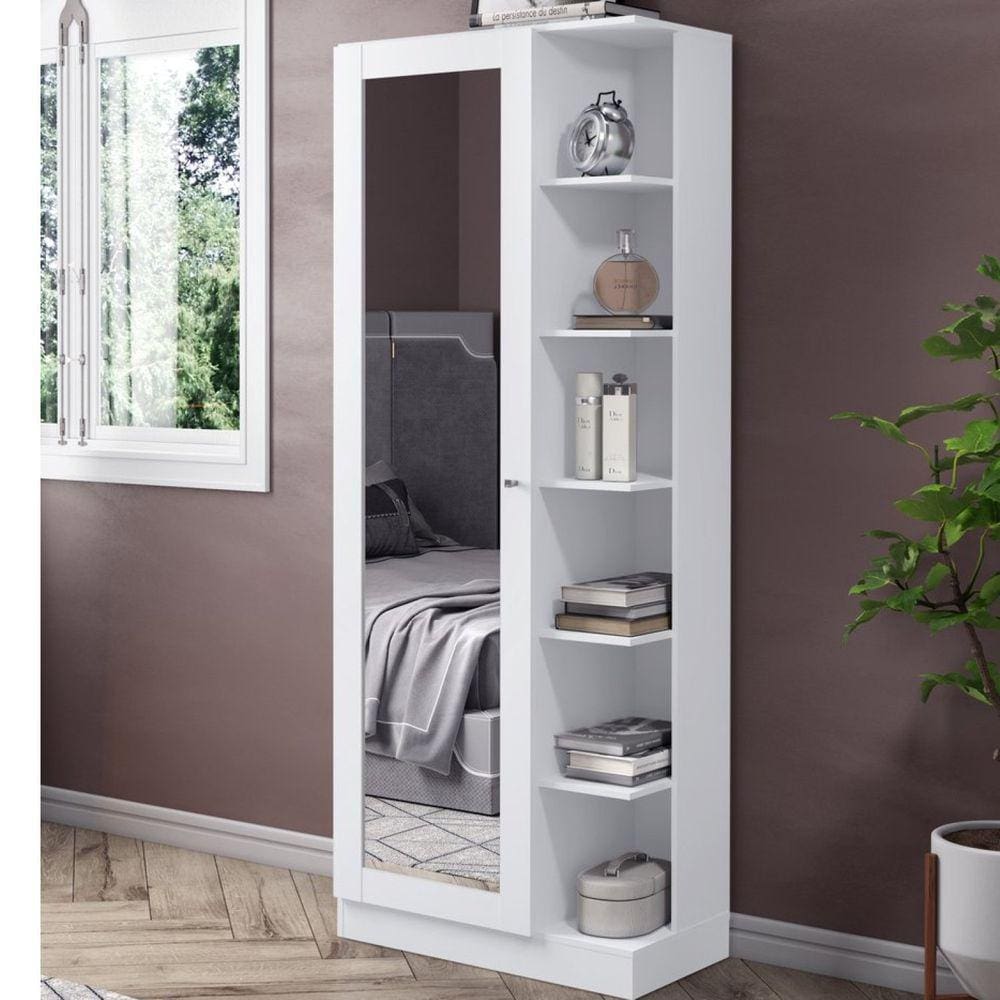 Sapateira 1 Porta com Espelho Íris Henn Branco HP