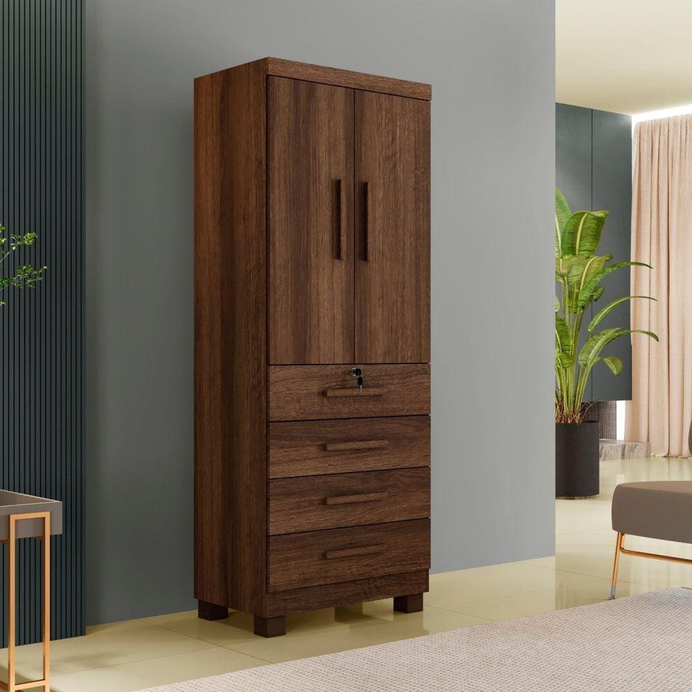 Guarda-roupa Conjulgado 2 Portas 4 Gavetas New Maia Imbuia